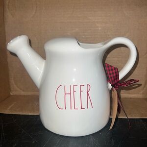 Rae Dunn White and Red Cheer Water Pitcher